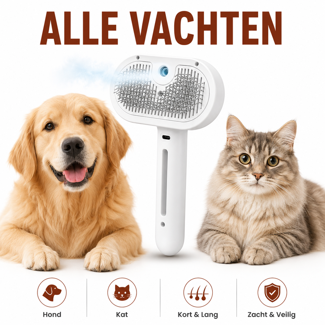 Pawcare® Steami Pro – Dampfbürste für Hunde | Entfernt Haare & Verfilzungen schmerzlos