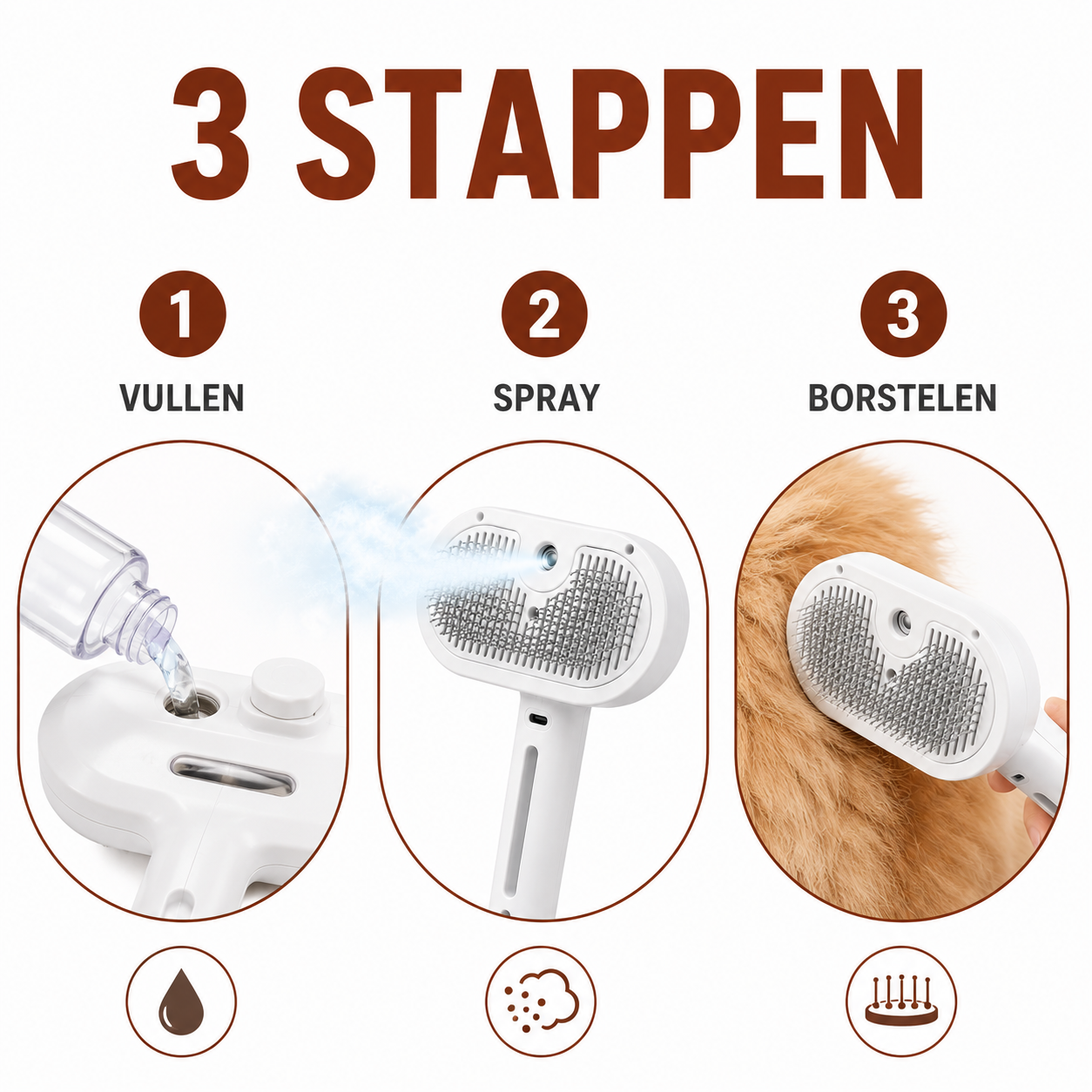 Pawcare® Steami Pro – Dampfbürste für Hunde | Entfernt Haare & Verfilzungen schmerzlos