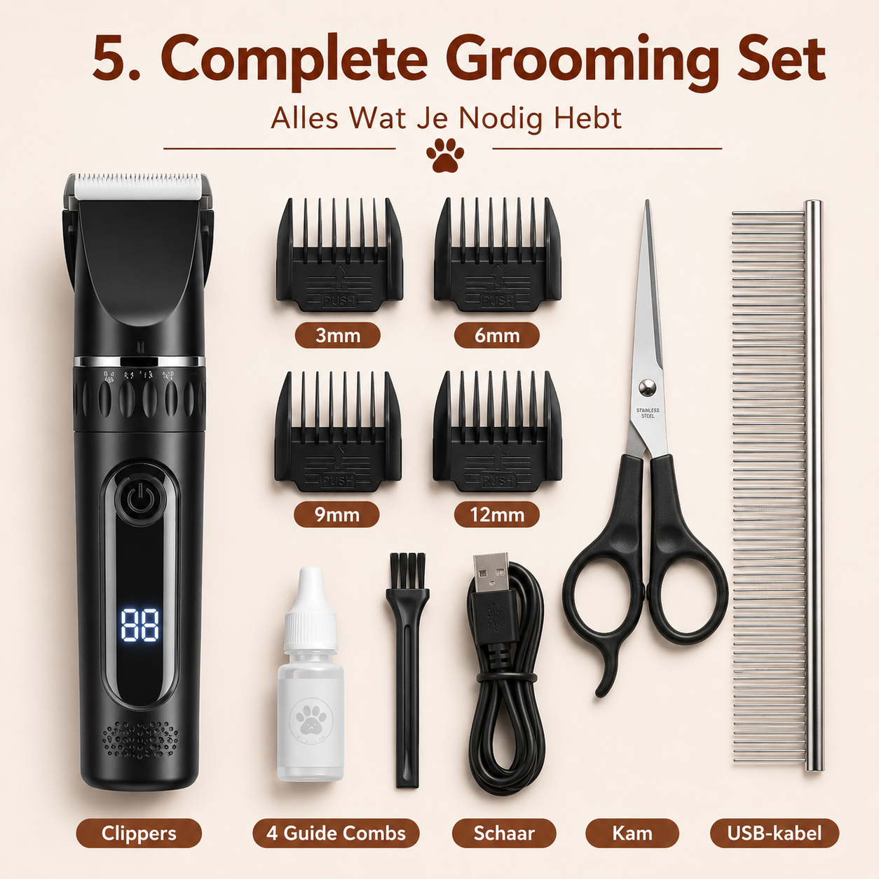 Paw-Care™ Hunde-Trimmer|Leises, Sicheres & Kabelloses Trimmen